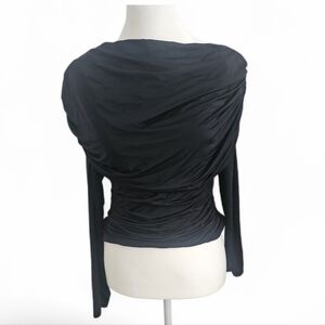 Abercrombie & Fitch Black Draped Long Sleeve Blouse Medium